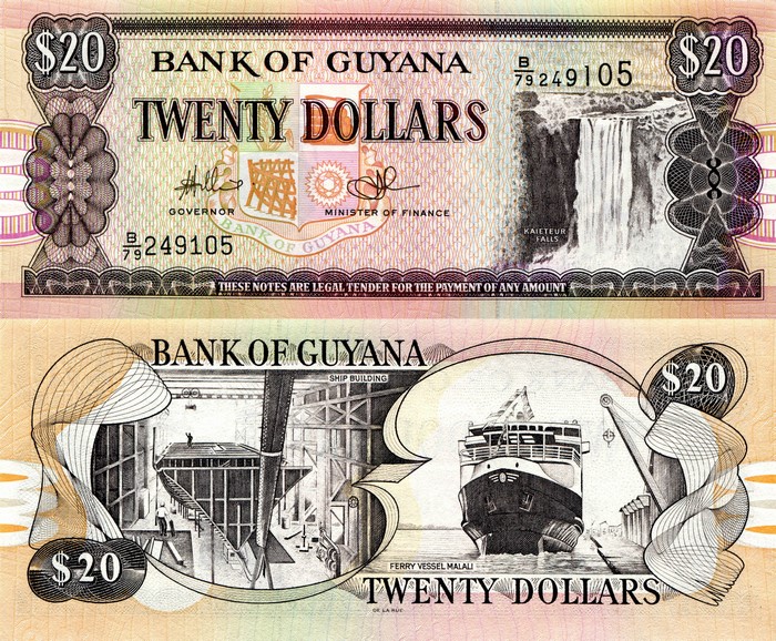 20 Dollars Bank of Guyana Banknote