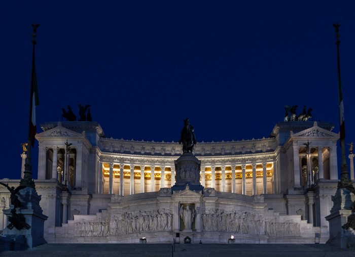 Altare della Patria monument in Rome, Italy at night