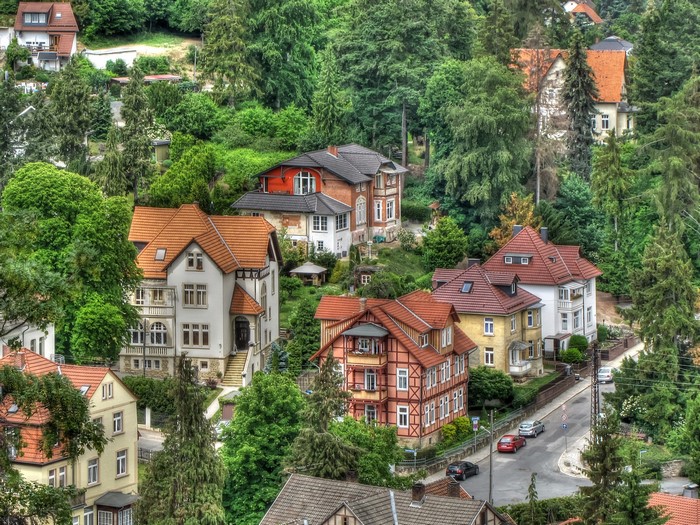 Houses on a hill in Blankenburg, Germany