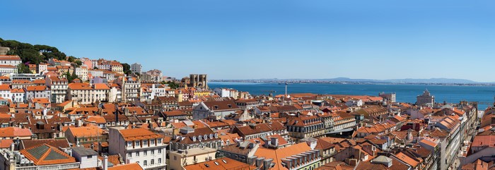 Lisbon, Portugal cityscape with river