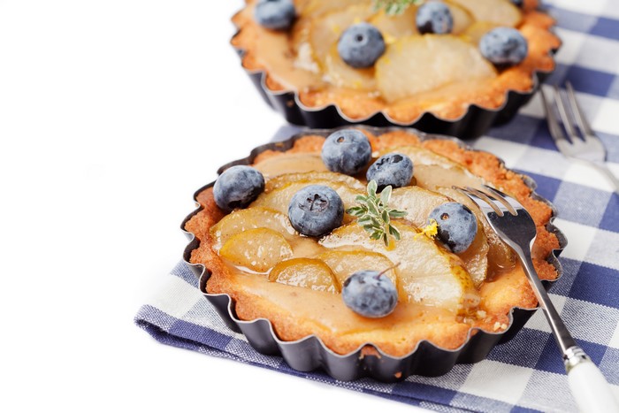 Pear and Blueberry Tarts with Forks