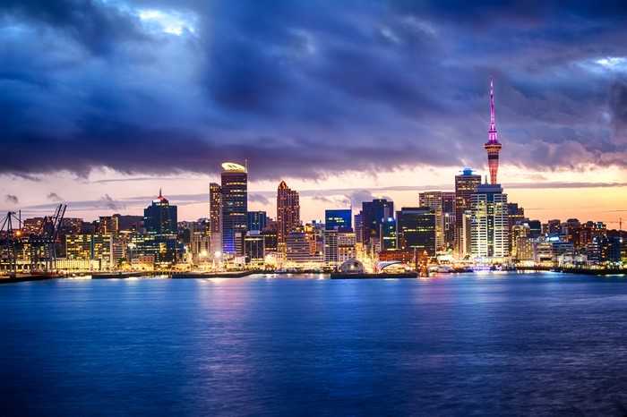 Auckland Skyline at Dusk, New Zealand