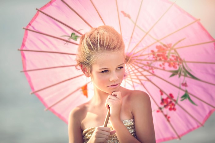 Girl with Pink Umbrella