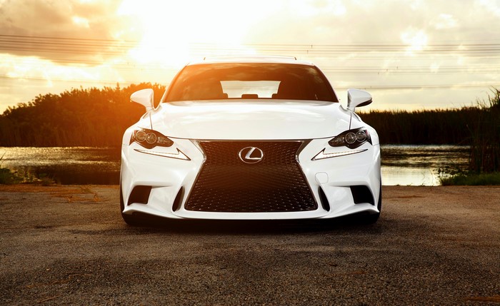 White Lexus IS F Sport front view