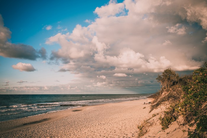 Baltic Sea coast with sandy beach and clouds