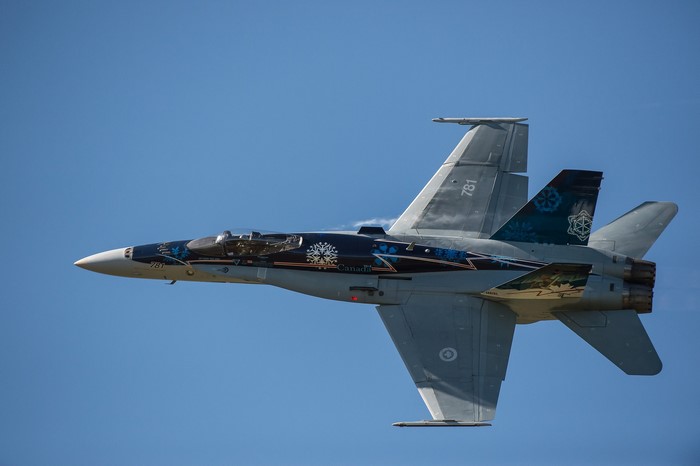 CF-18 Hornet fighter jet in flight