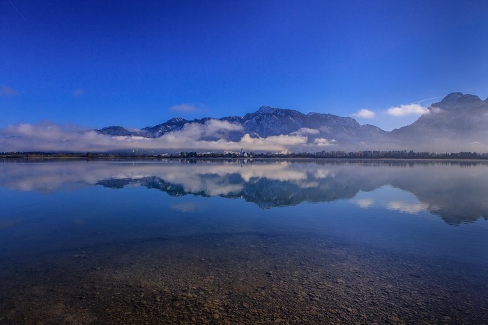 Lake Forggensee with Alps and Bavarian Coast