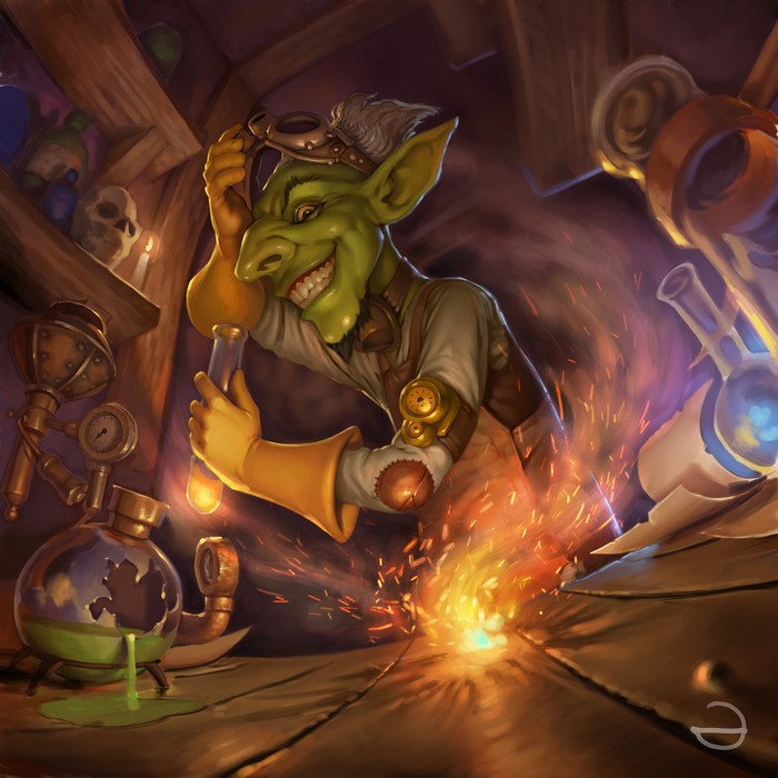 Goblin Alchemist in a Workshop