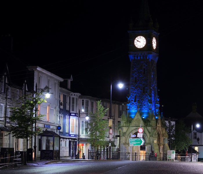 Machynlleth Clock Tower at Night, United Kingdom