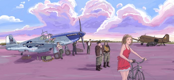 Working on the P-51 Mustang Airplane
