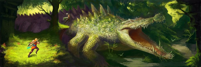 Battle of the Octosuchus: Warriors vs. Giant Crocodile Monster
