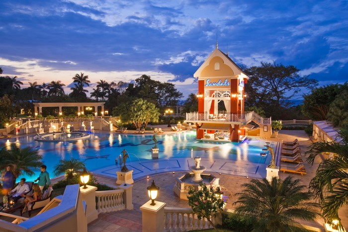 Sandals Resort Pool and Bar at Dusk