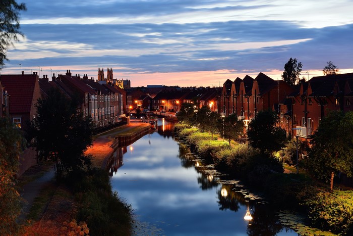 Canal in Beverley, Yorkshire at Dusk
