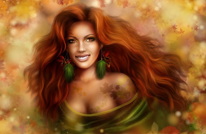 4K Painting Art of a Redhead Girl