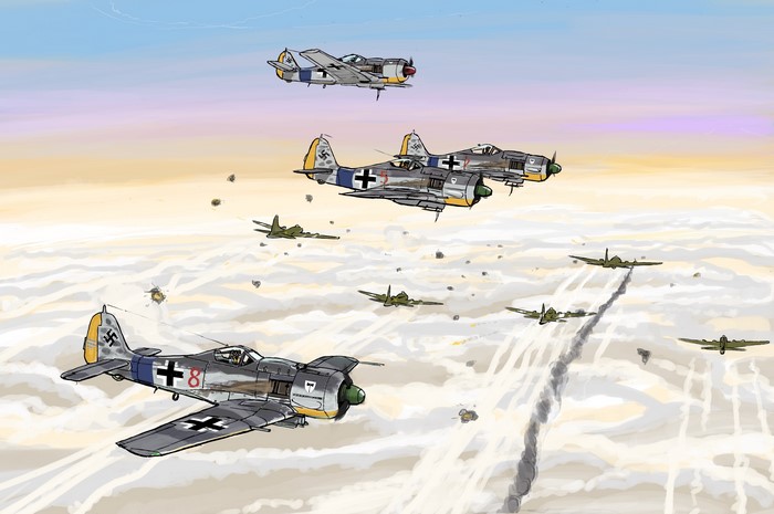 4K FW-190 Fighter Airplanes in Combat