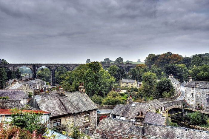 Ingleton Village North Yorkshire with Viaduct and Houses