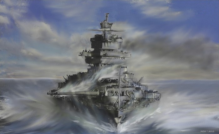 4K Painting of the USS Idaho (BB-42) Battleship