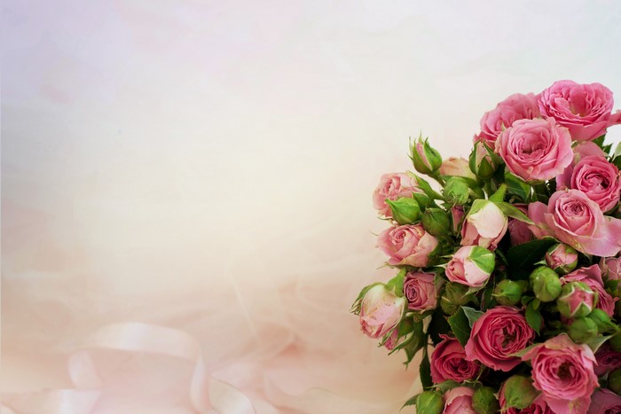 Pink Roses Bouquet with Ribbons