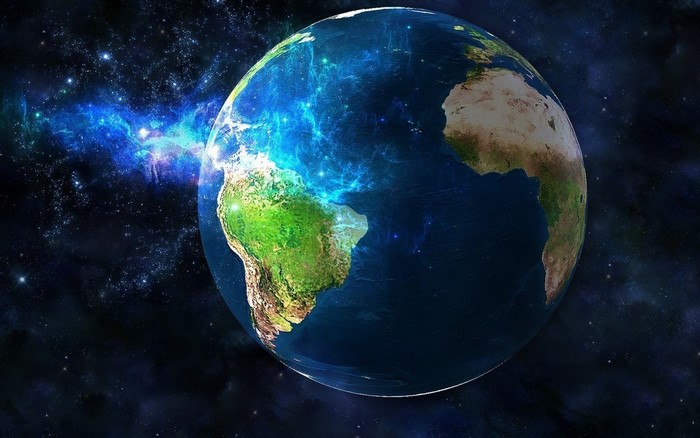 Earth in Space with Nebula