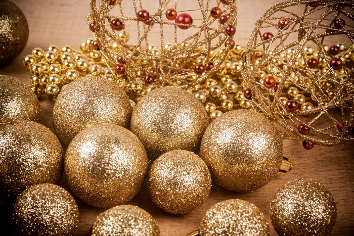 Gold Christmas Ornaments and Beads