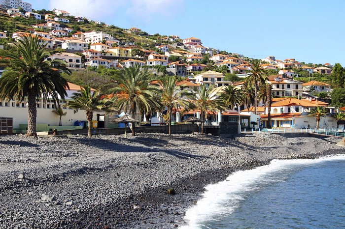 Houses on a hill in Santa Cruz, Madeira, Portugal