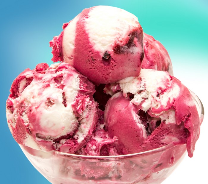 Berry Swirl Ice Cream Scoops in a Bowl