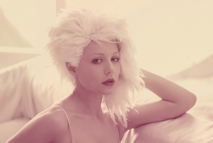Tina Karol with Feather Headdress