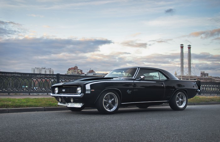 Black Chevrolet Camaro SS 396 on Asphalt