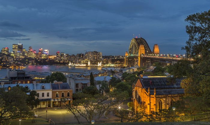Sydney Harbour Bridge and Skyline at Night