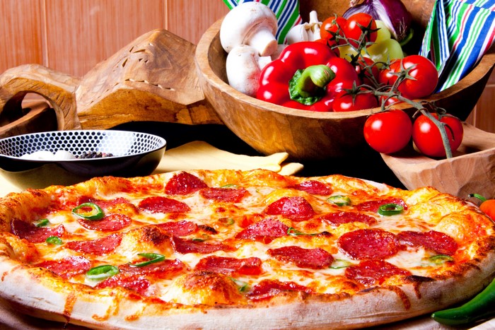 Pepperoni Pizza with Vegetables