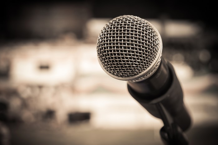Closeup of a microphone