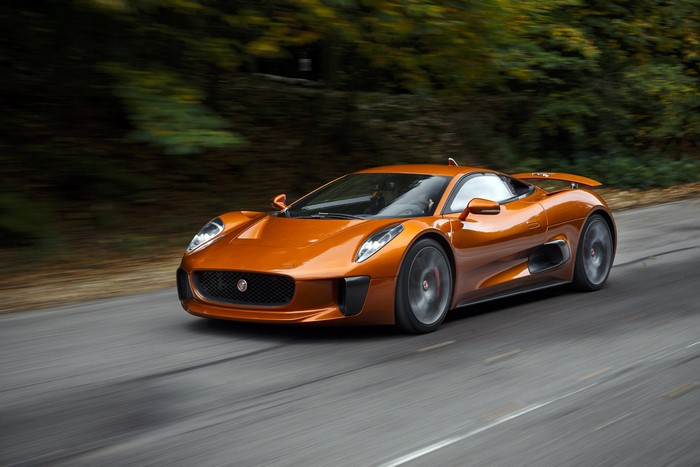 Orange Jaguar C-X75 Spectre in motion