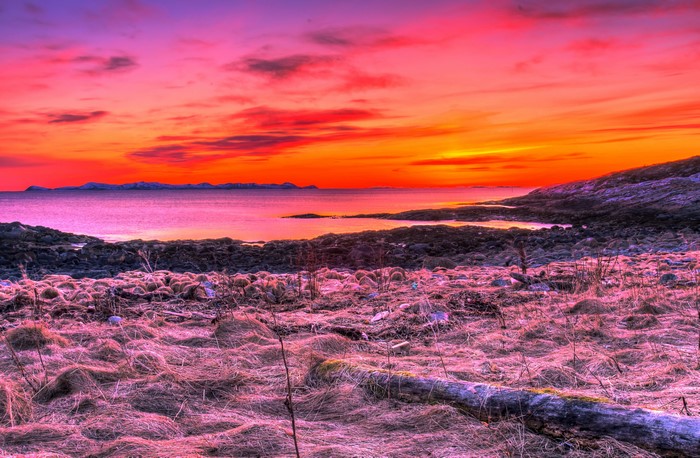 Sunset over the sea in Norway