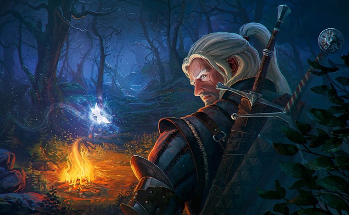 Geralt of Rivia from The Witcher 3: Wild Hunt in a forest
