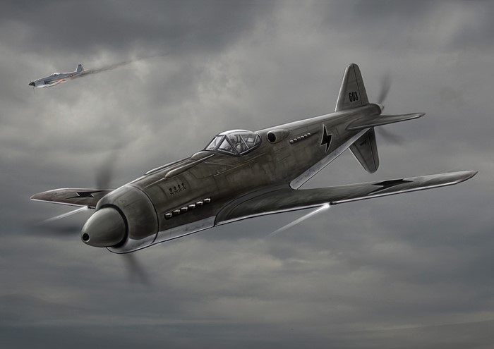 Focke-Wulf Fw 190 D-9 fighter aircraft in flight