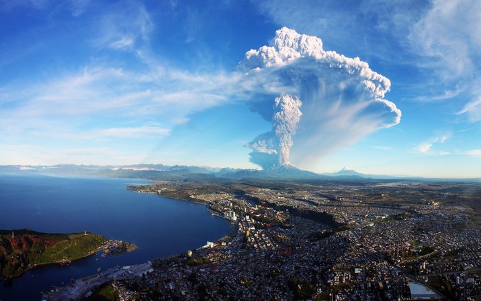 Calbuco Volcano Eruption over Puerto Montt, Chile