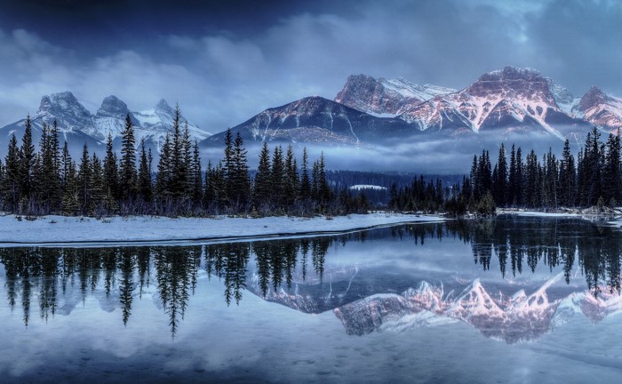 Winter Mountains Reflected in a Lake