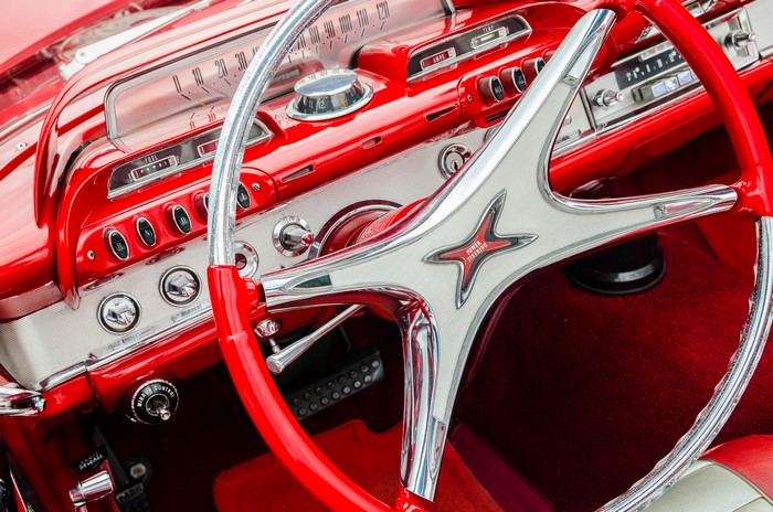 1960 Dodge interior with steering wheel
