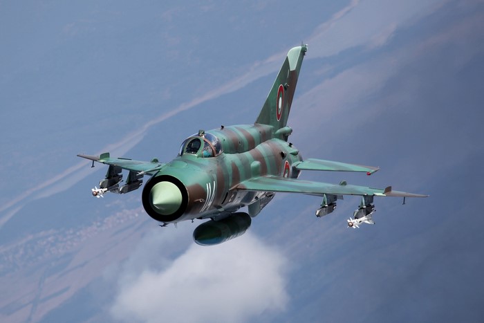 Mikoyan-Gurevich MiG-21 fighter jet in flight