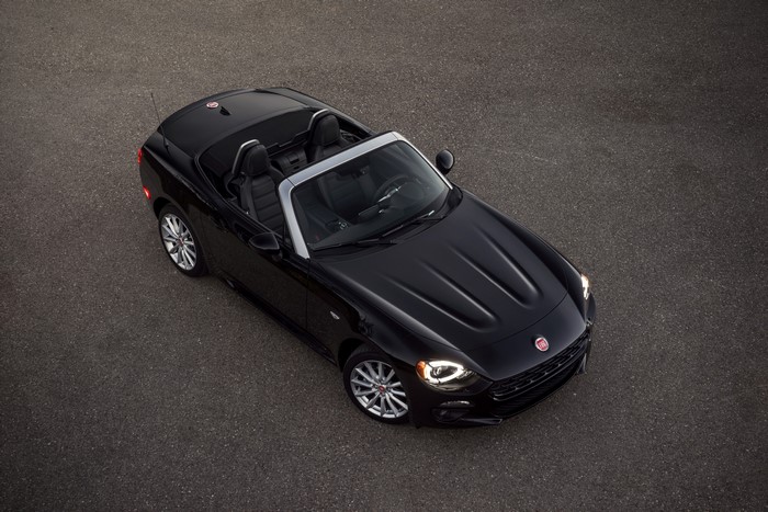 Black Fiat 124 Spider Cabriolet from Above