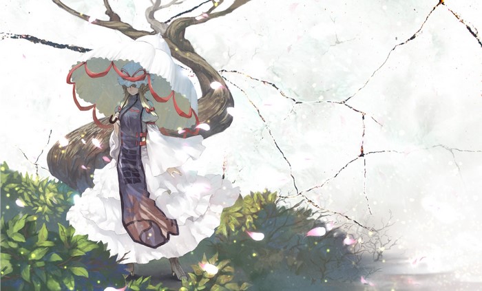 Yakumo Yukari from Touhou Collection holding an umbrella