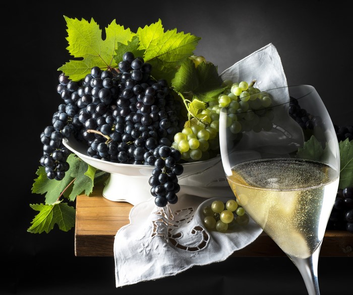 Grapes and Wine in Stemware
