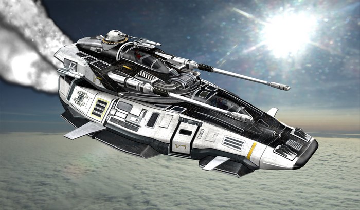 4K Technics Fantasy Ship in Clouds