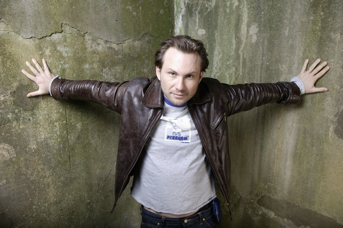 Christian Slater in Leather Jacket