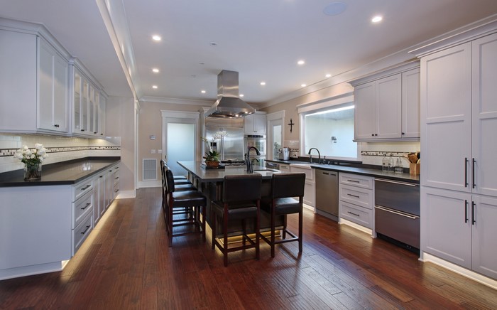 Modern Kitchen with Island and Bar Stools