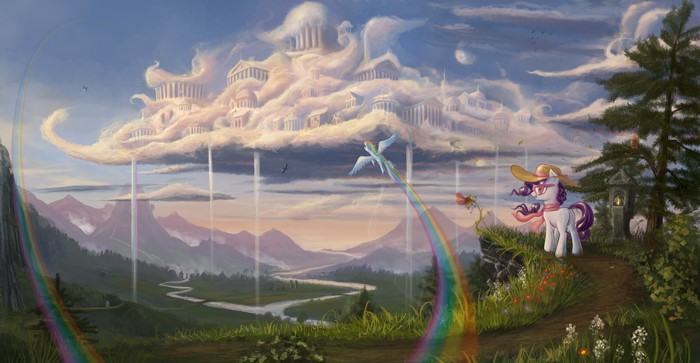 My Little Pony: Fantastic World with Cloud City and Mountains
