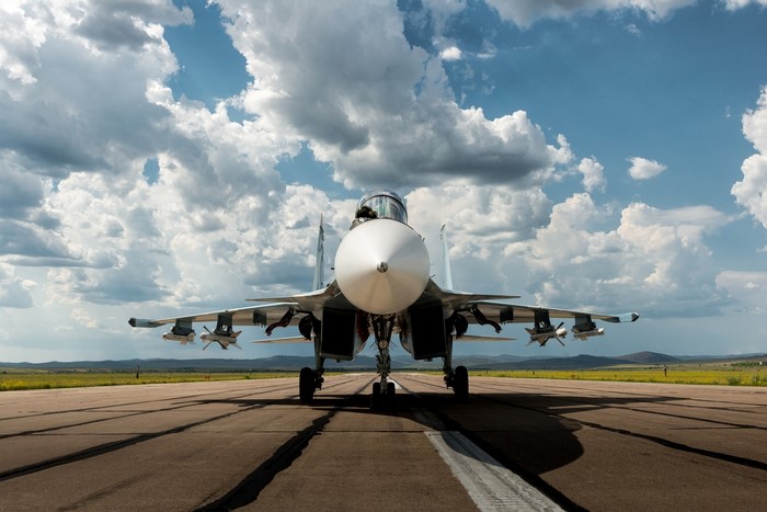 Sukhoi Su-30 fighter jet on a runway