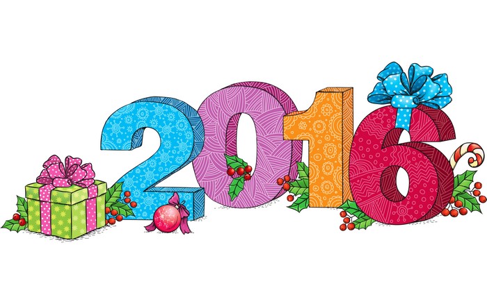 2016 New Year Holiday Gifts Vector Graphics