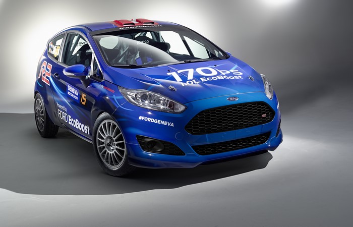 Blue Ford Fiesta R2 EcoBoost Rally Car