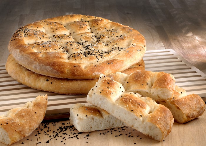 Pide bread with sesame and nigella seeds